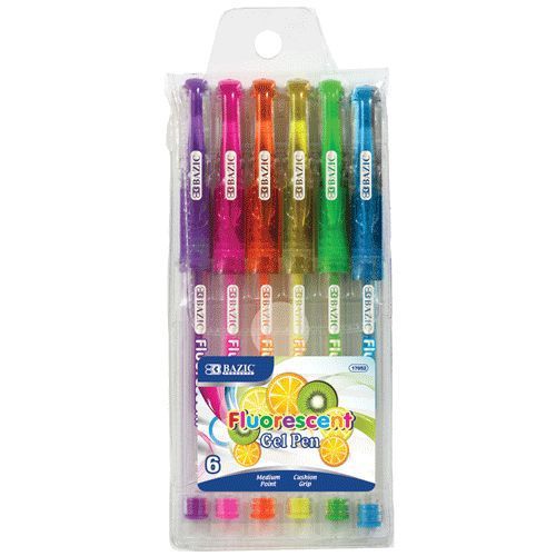 BAZIC 6pcs/pack Fruit Scented Fluorescent Gel Ink Pen with Cushion Grip #17052