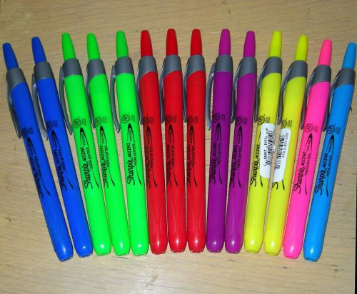 14 SHARPIE ACCENT RETRACTABLE HIGHLIGHTERS ASSORTED COLORS LOOSE NEW
