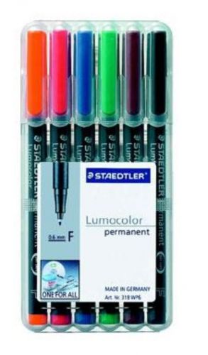 Staedtler Lumocolor Permanent Pen Fine Point 6 Count Set