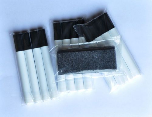 New 12 black low odor bullet tip dry erase markers with free eraser for sale
