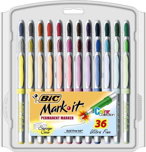 NEW BIC Mark-It Color Collection Ultra Fine Permanent Marker, Assorted, 36