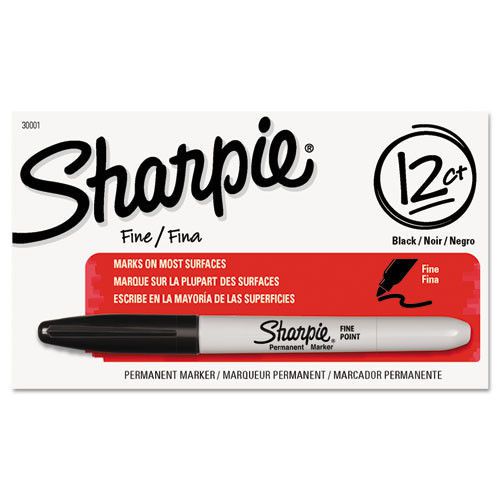 Sharpie Fine Point Black Permanent Marker, Box of 12, No. 30001,