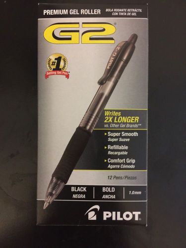 Pilot G2-1 Retractable Gel Rollerball, Bold, Black (PIL 31256) - 12/pk
