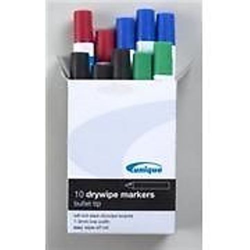 100 Drywipe Marker Pens Green, Blue, Black &amp; Red Bullet Tip Easy Wipe-off