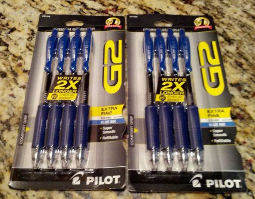 2 Packages NEW PILOT G2 0.5mm Fine Point RT Gel Pens Blue Ink #31056 10 Pens
