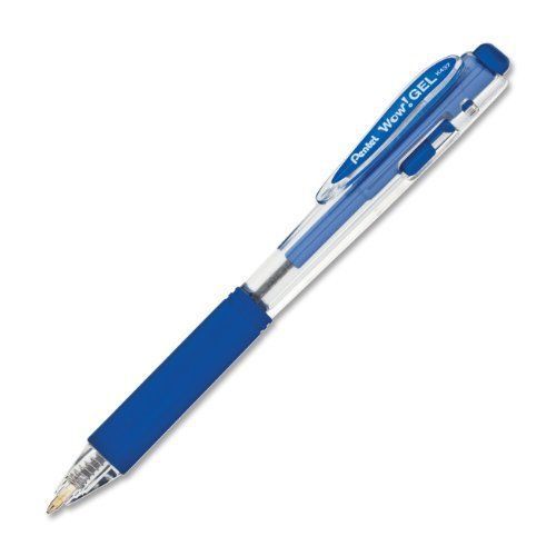 Pentel Wow! K437 Permanent Gel Pen - Medium Pen Point Type - Blue Ink - (k437c)