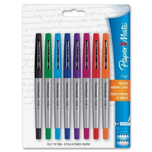 Paper Mate Flair Pen - Ultra Fine Pen Point Type - Assorted Ink - 8 / (pap62145)