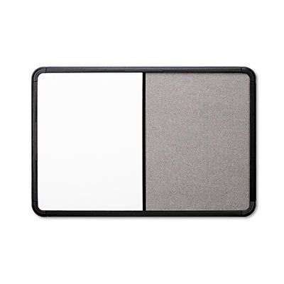 Ingenuity Combo Dry Erase/Fabric Board, Resin Frame, 48 x 36, Black Frame