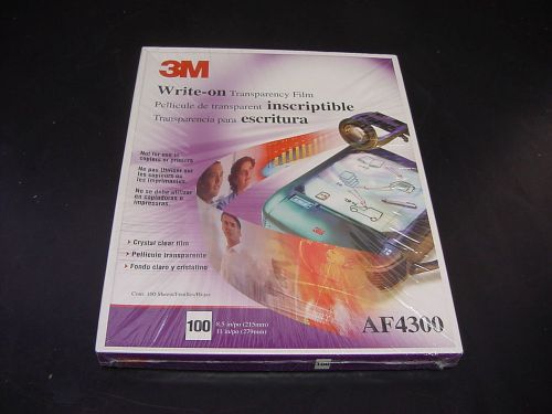 3M Write On 100 Count Transparency Film AF4300 8.5&#034; x 11 Crystal Clear Film NEW