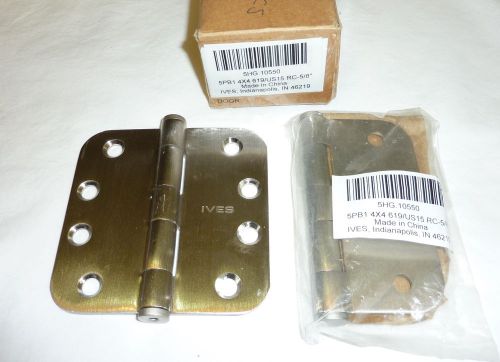 2 ives 5pb1 4&#034; x 4&#034; 619/us15 rc-5/8&#034; mortise butt hinges no screws satin nickel for sale