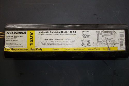 Sylvania mb2x40/120 rs 2 lamp magnetic ballast for sale