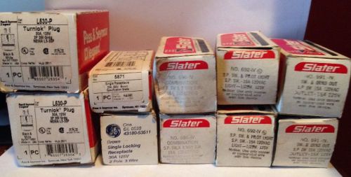 Lot of 10 electric wiring devices ge, slater, pass &amp; seymour - new in box for sale