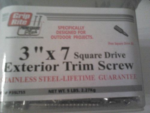 3&#034;X7, EXTERIOR STAINLESS STEEL TRIM SCREW, SQUARE DRIVE,5 LB.