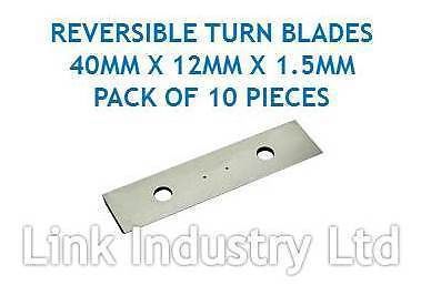10 pces. 40 x 12 x 1.5mm CARBIDE REVERSIBLE TURN BLADES REVERSIBLE TIP KNIVES