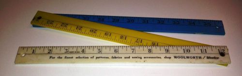 Vintage WOOLWORTH/Woolco Plastic Folding Yardstick Mid 60s Advertising 36&#034; USA
