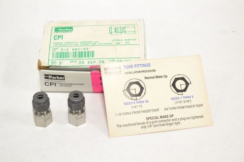 2X PARKER 3-2 GBZ-SS CPI FEMALE ADAPTER CONNECTOR FITTING 3/16X1/8IN NPT B272880