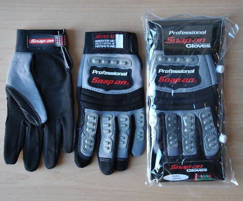 Gray l/xl snap-on automotive super grip work mechanic motorcycle bike gloves for sale