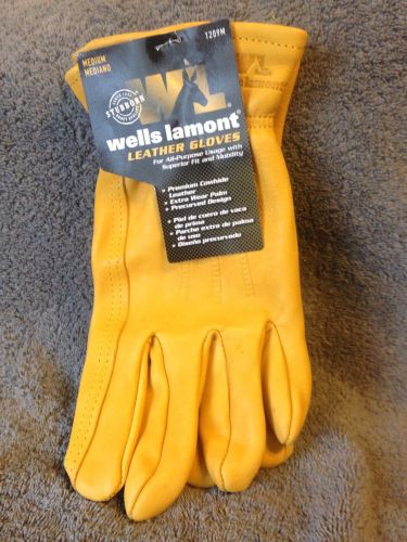 Wells Lamont Premium Leather Cowhide Work Gloves Sz.med., NOS Free Ship!