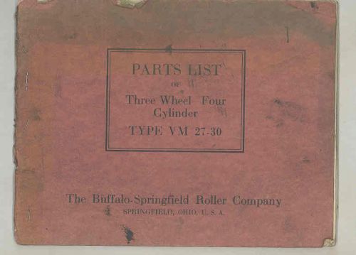 1920 buffalo springfield construction road roller vm original parts book wu4494 for sale