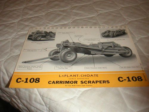 1944 LaPLANT-CHOATE C-108 CARRIMOR SCRAPER FOR D7 CATERPILLAR SALES BROCHURE