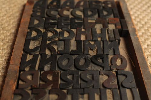 1.77&#034; - 85 pcs- rare letterpress wood, alphabet printing block for sale