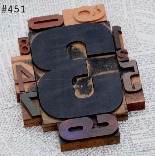 Mixed numbers 0-9 letterpress wood printing block wooden type stamp vintage 456 for sale