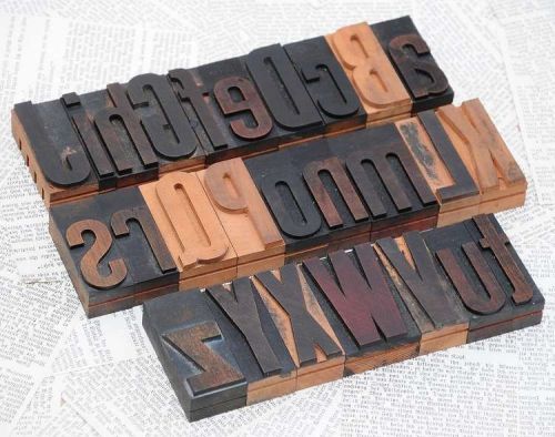 A-Z mixed alphabet 2.67&#034; letterpress wood printing blocks type ABC letterform