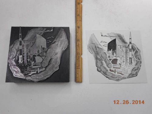 Letterpress Printing Printers Block, Large, Space Shuttle, Nuclear Energy, More
