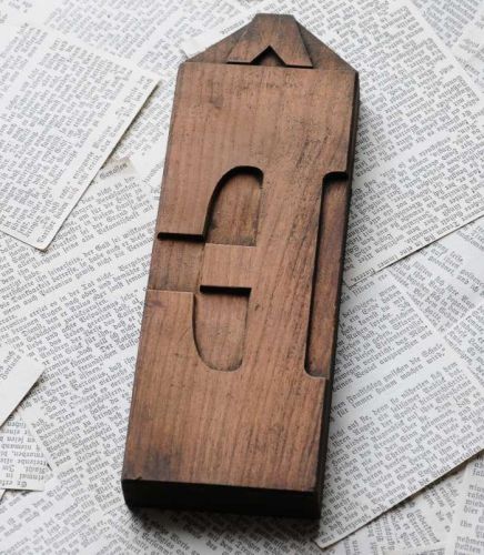 Letter: e rare wood type 7.99 inch woodtype font letterpress printing block for sale