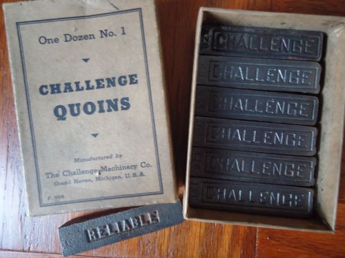 6 pairs CHALLENGE QUOINS letterpress type