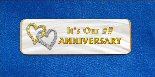 Hearts gold &amp; silver 2 custom personalized name tag badge id wedding anniversary for sale