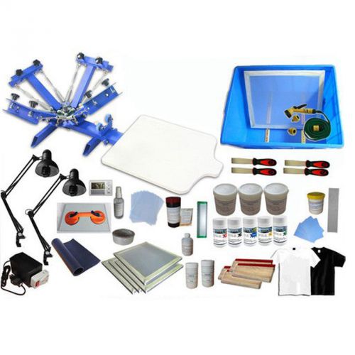 New 4 color screen printing press kit 1 station exposure unit washout tank diy for sale