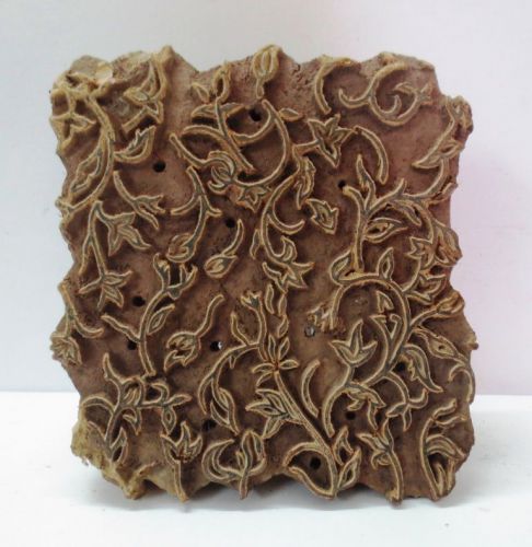VINTAGE WOOD CARVED TEXTILE PRINTING FABRIC BLOCK STAMP HOME DECOR 07