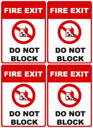 4 Sign Bundle Fire Exit - Do Not Block Signs For Business Plaquard Warning New