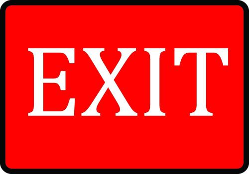 Business Commercial Exited Red, Black &amp; White Vinyl &#034;EXIT&#034; Sign Store Plaque