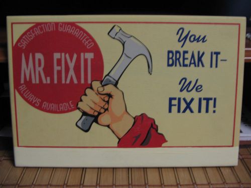Mr. fix it plaque garage workshop shop wall sign decor diy mechanic mancave ! for sale