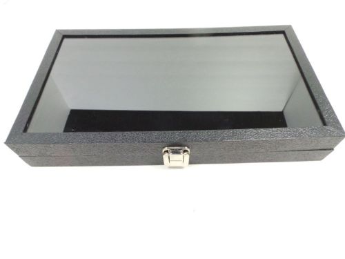 Glass Top Black Jewelry Display Case 72 Slot Ring Tray-Black