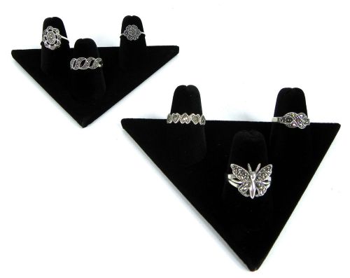 Two 3-Finger Ring Display Black Velvet  Jewelry Showcase rings