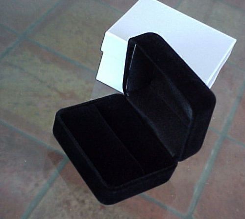 Deluxe plush wider double ring black velvet jewelry presentation gift box for sale