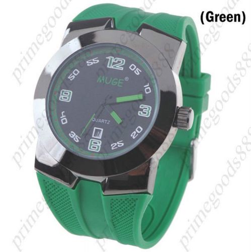 Unisex Quartz Wrist Watch with Date Indicator Rubber in Green Free Shipping