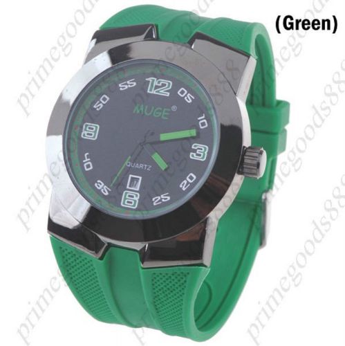 Unisex Quartz Wrist Watch with Date Indicator Rubber in Green Free Shipping