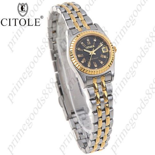 Stainless steel quartz wrist date free shipping silver gold golden  women&#039;s for sale