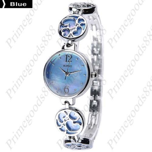Hearts silver alloy bracelet bangle lady ladies quartz wristwatch women&#039;s blue for sale
