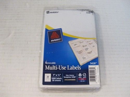 AVERY 5428 SELF-ADHESIVE REMOVABLE  MULTI -USE LABELS 1&#034; X 3/4&#034; WHITE 960 LABELS