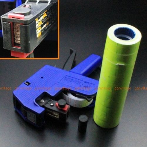 8 digits blue price tag gun labeler labeller + 5000 lucifer yellow labels +2 ink for sale