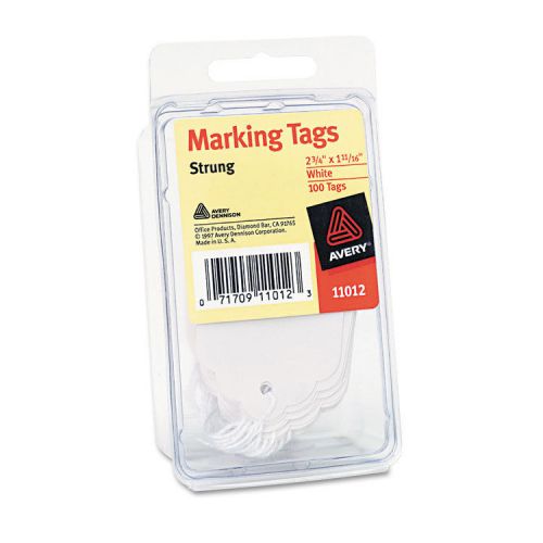 Avery marking tags, strung, white, 2-3/4 x 1-11/16, 100/pack (11012) for sale