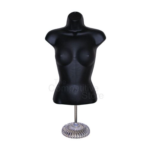 Black Torso Female Countertop Mannequin Form Waist Long W/ Economic Plastic Base