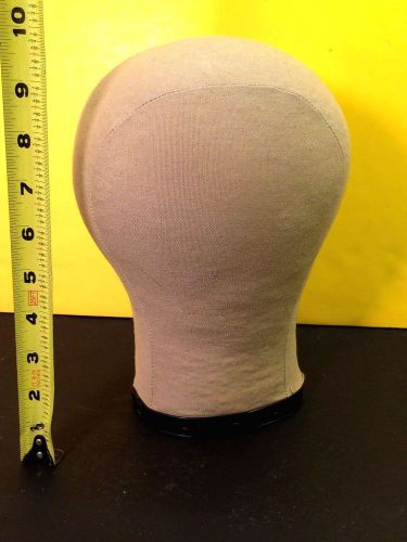 VINTAGE CLOTH CANVAS MANNEQUIN HEAD BLOCK HAT WIG MAKER FORM STAND &gt; VERY GOOD