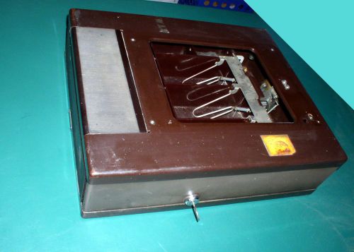 Vintage old 15x16x5 steel cash drawer box with liner for sale