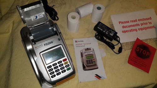 First Data FD200Ti IP/Dial Credit Card Machine &amp; Check Reader W/Power box paper